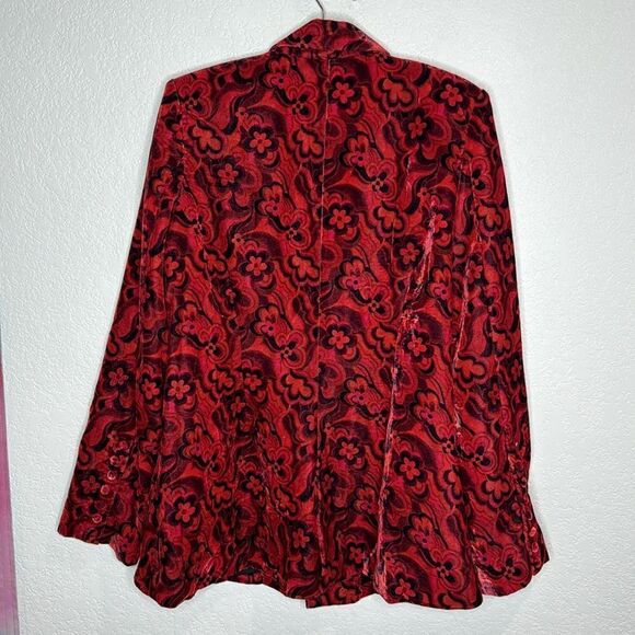 NWT Penny Blazer Red Velvet Floral Retro Size 2XL - Picture 7 of 16